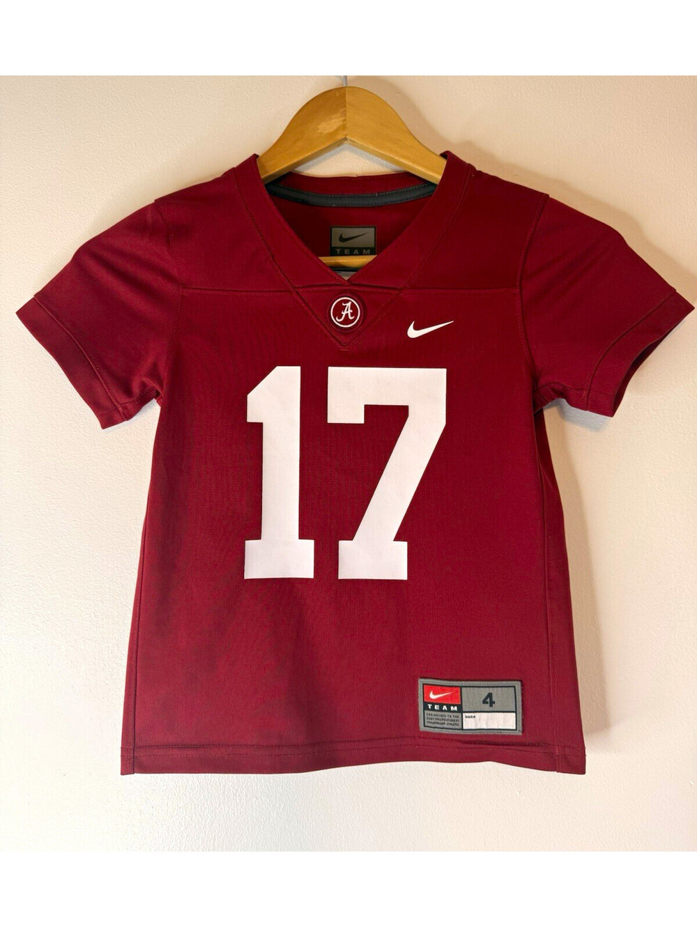 Nike Alabama Crimson Tide #17 Football Jersey Youth Size 4 Crimson White